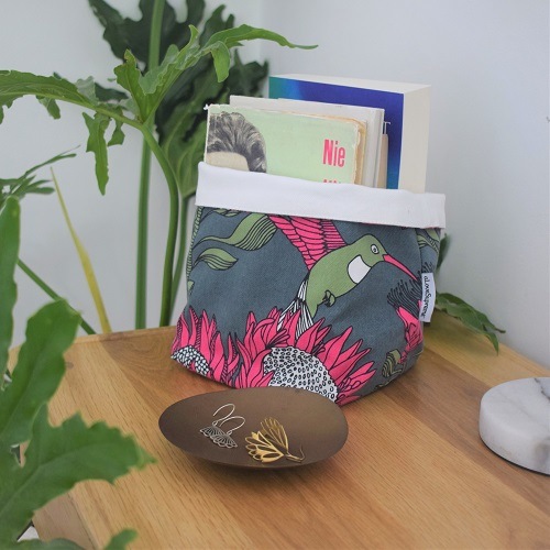 aLoveSupreme ファブリックポット(S)Protea Pink on Gray