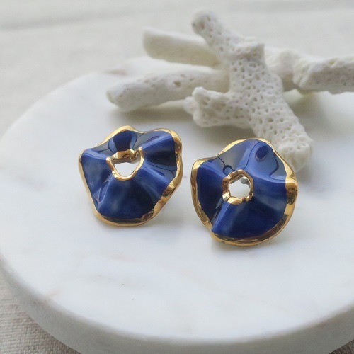南アフリカ産 Nina Bosch Georgie陶器ピアス(Blue)