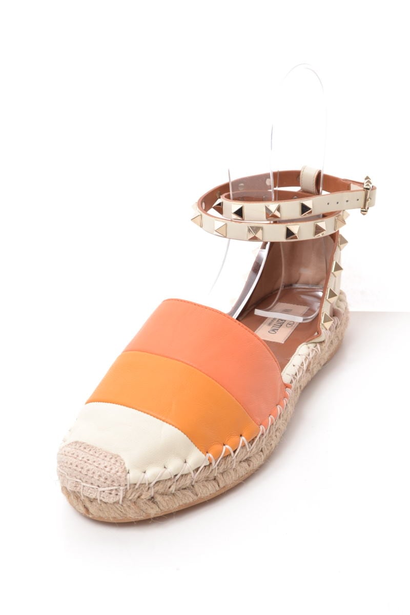 【VALENTINO】スタッドエスパドリーユ サンダル *関税送料込み 美品】VALENTINO ロックスタッズ エスパドリーユ デニムサンダル