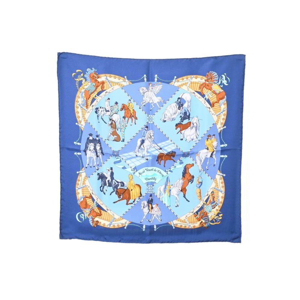美品☀️HERMES エルメス カレ45シャンティイ城馬の博物館 スカーフ シルク HERMES カレ45 シャンティイ城馬の博物館 シルク スカーフ | ALL