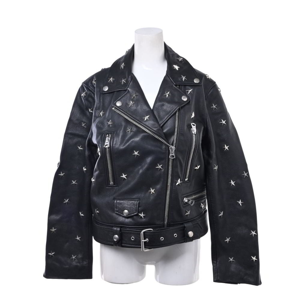 Acne Studios MOCK レザーバイカージャケット 34 羊革 ACNE STUDIOS MOCK Leather Biker Jacket Forest Green Size 34 (XS