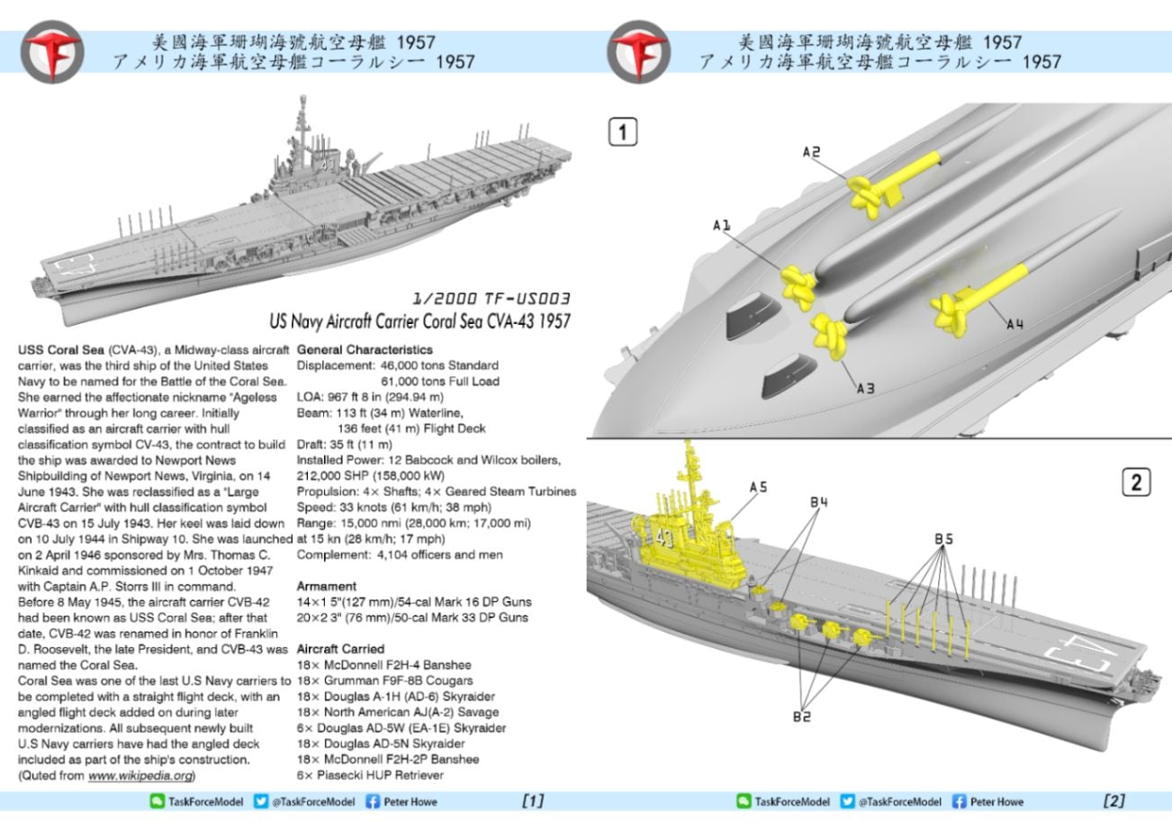 1/2000 航空母艦コーラルシー（1957年時） の販売 DAMEYA-NET