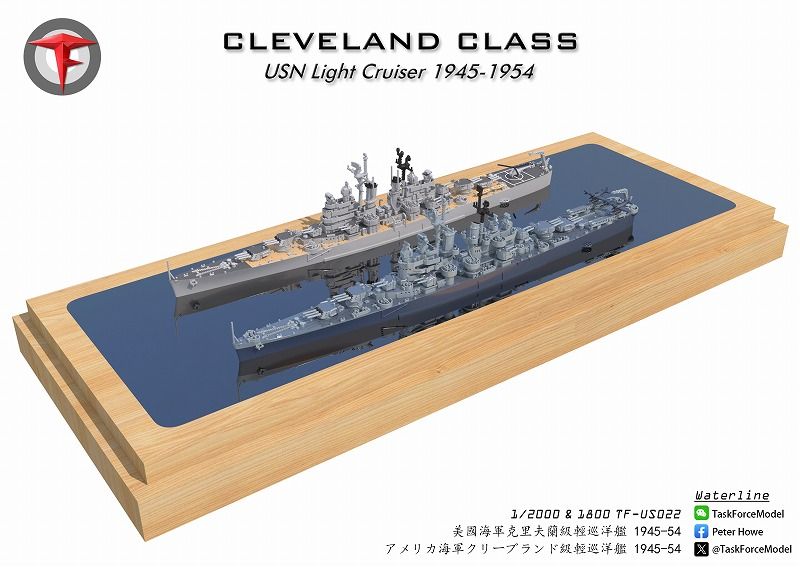 1/2000　クリーブランド級軽巡洋艦（2隻セット）