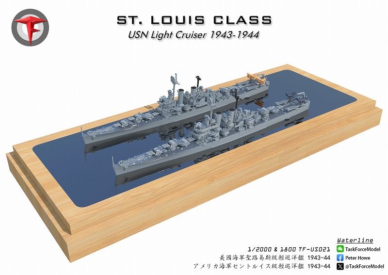 1/2000　セントルイス級軽巡洋艦（2隻セット）