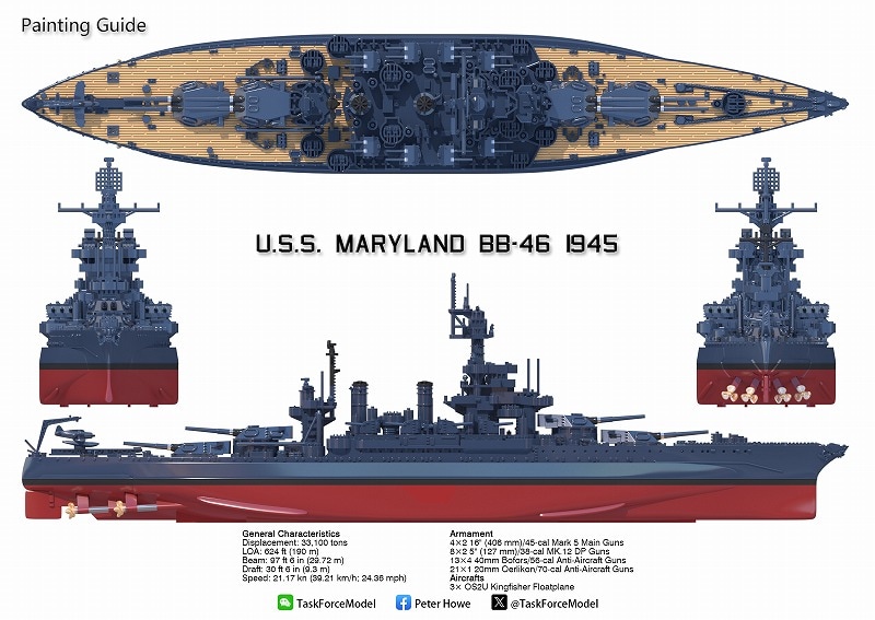 1/2000 戦艦メリーランド（1945年時） の販売 DAMEYA-NET