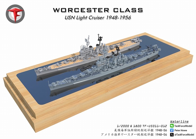 1/2000 ウースター級軽巡洋艦（2隻セット） の販売 DAMEYA-NET