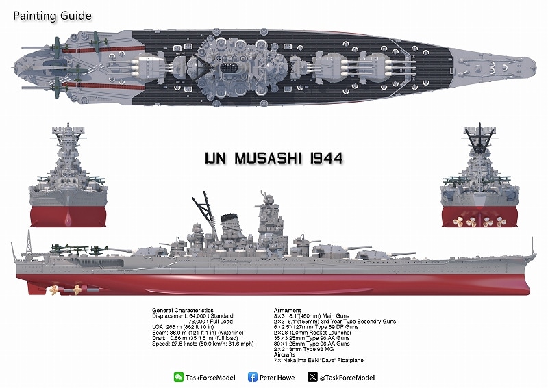 1/2000 戦艦 武蔵（1944年時） の販売 DAMEYA-NET