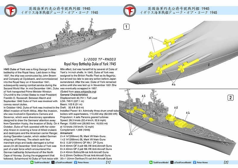 FH1118S 英国海軍 戦艦 デューク・オブ・ヨーク 1943年 豪華版