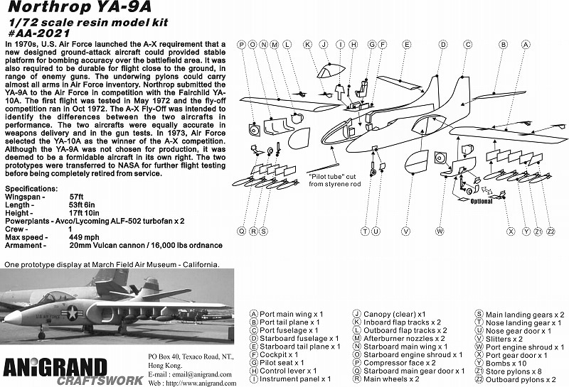 1/72���Ρ������åס�YA-9A