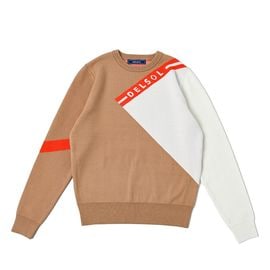 斜め切替　クルーネックニット