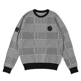 メンズ　ハイゲージ グレンチェック柄クルーネックニット