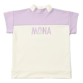 ロゴプリントバイカラー半袖モックネック