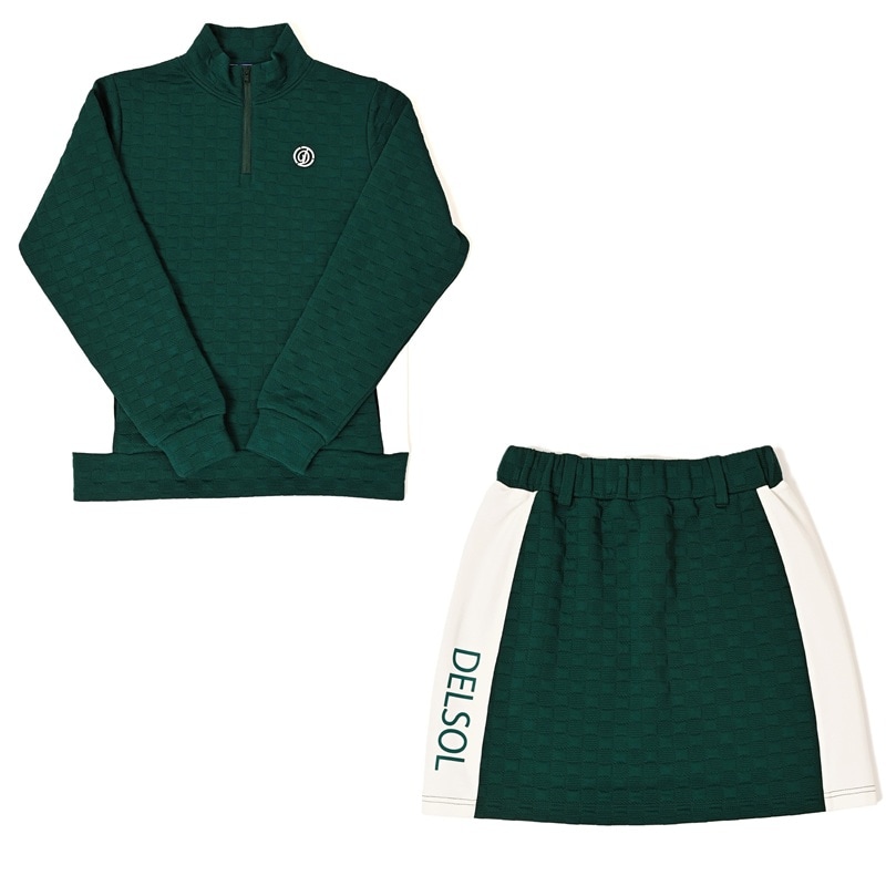 DELSOL GOLF セットアップ　スカート モックネック　上下セット　総柄 DELSOL GOLF セットアップ スカート モックネック 上下セット 総柄