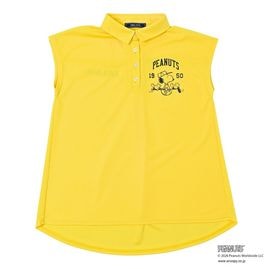 DELSOLxPEANUTS　PEANUTSコラボ　ラウンドへムフレンチスリーブポロシャツ 
