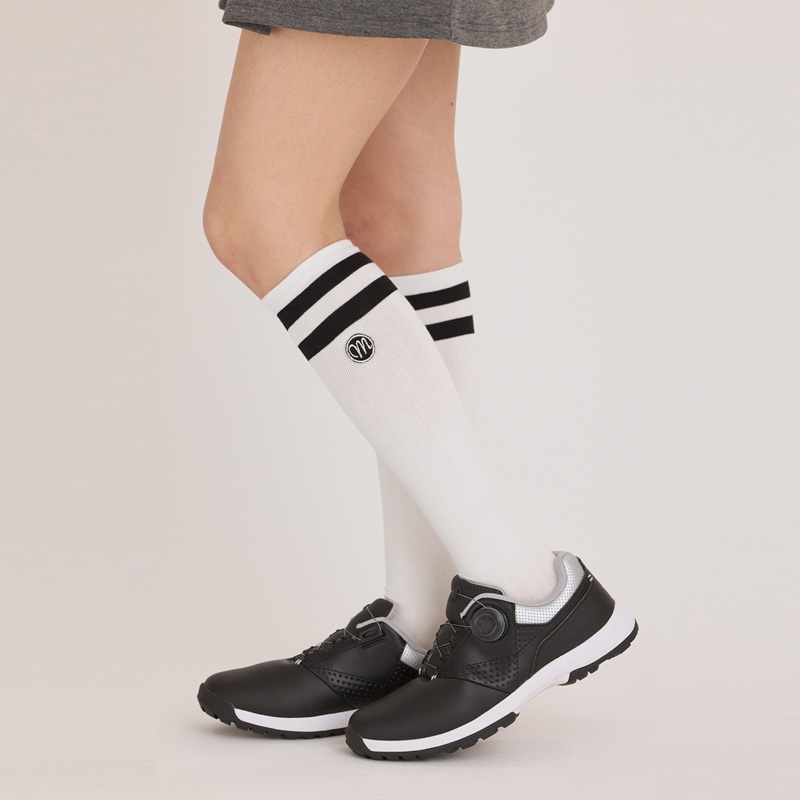 ダブルラインロゴ刺しゅうワッペンハイソックス | MONA DELSOL