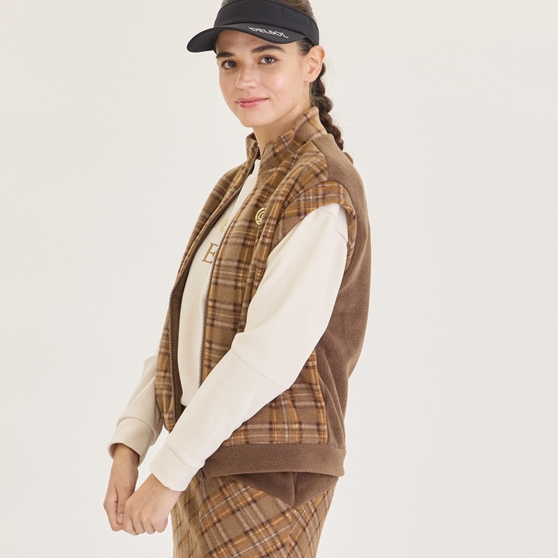 チェック柄フリースベスト（セットアップ対応） | ALL ITEM | DELSOL GOLF