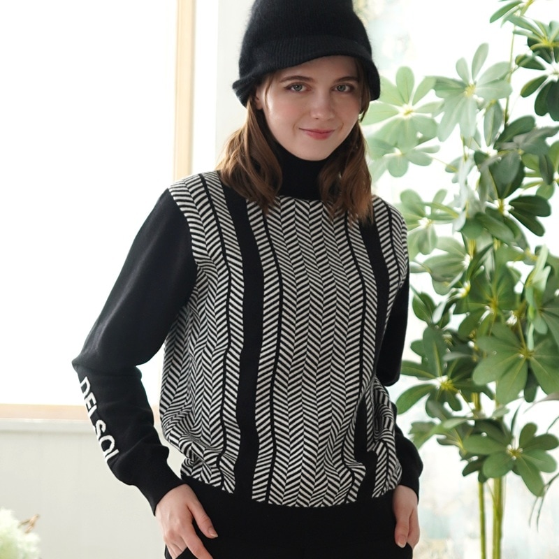 ヘリンボーンタートルネックニット | DELSOL,NEW ITEM | DELSOL GOLF