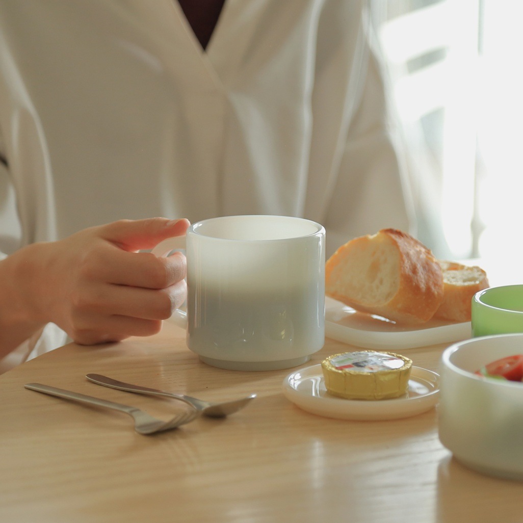 Milk Glass Mug Cup 2pcs 