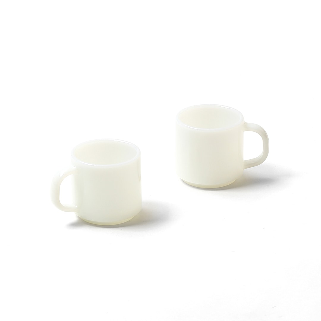 Milk Glass Mug Cup 2pcs 