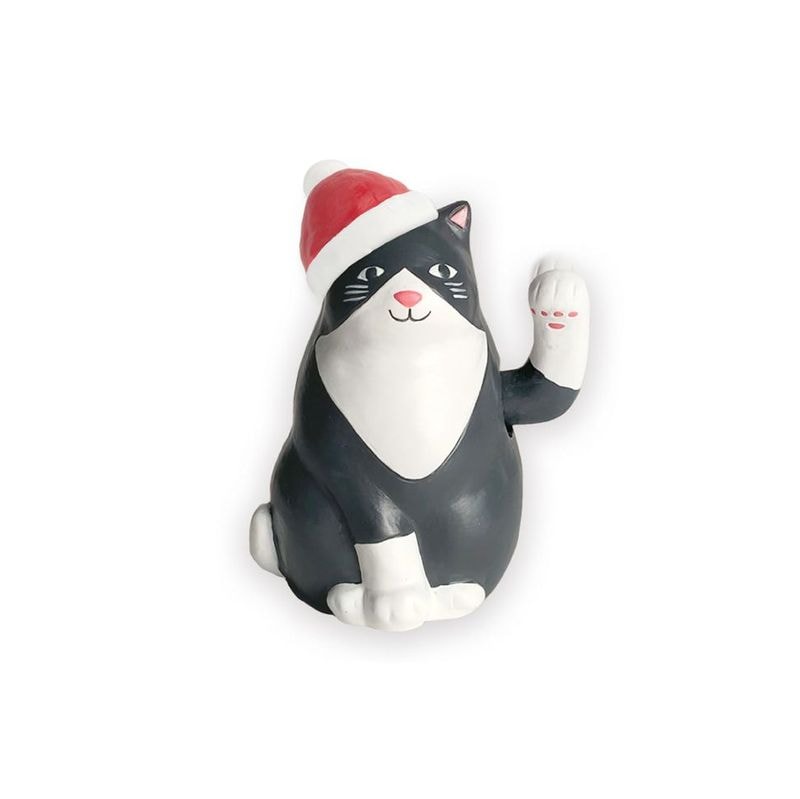 Solar Cat With Santa Hat