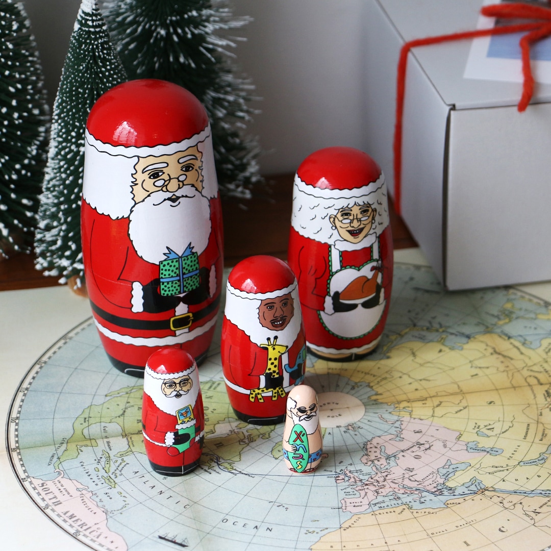 クリスマス　マトリョーシカ　スヴェトラーナ・ニコラエヴァ　サンタクロース クリスマス マトリョーシカ サンタクロース スヴェトラーナ