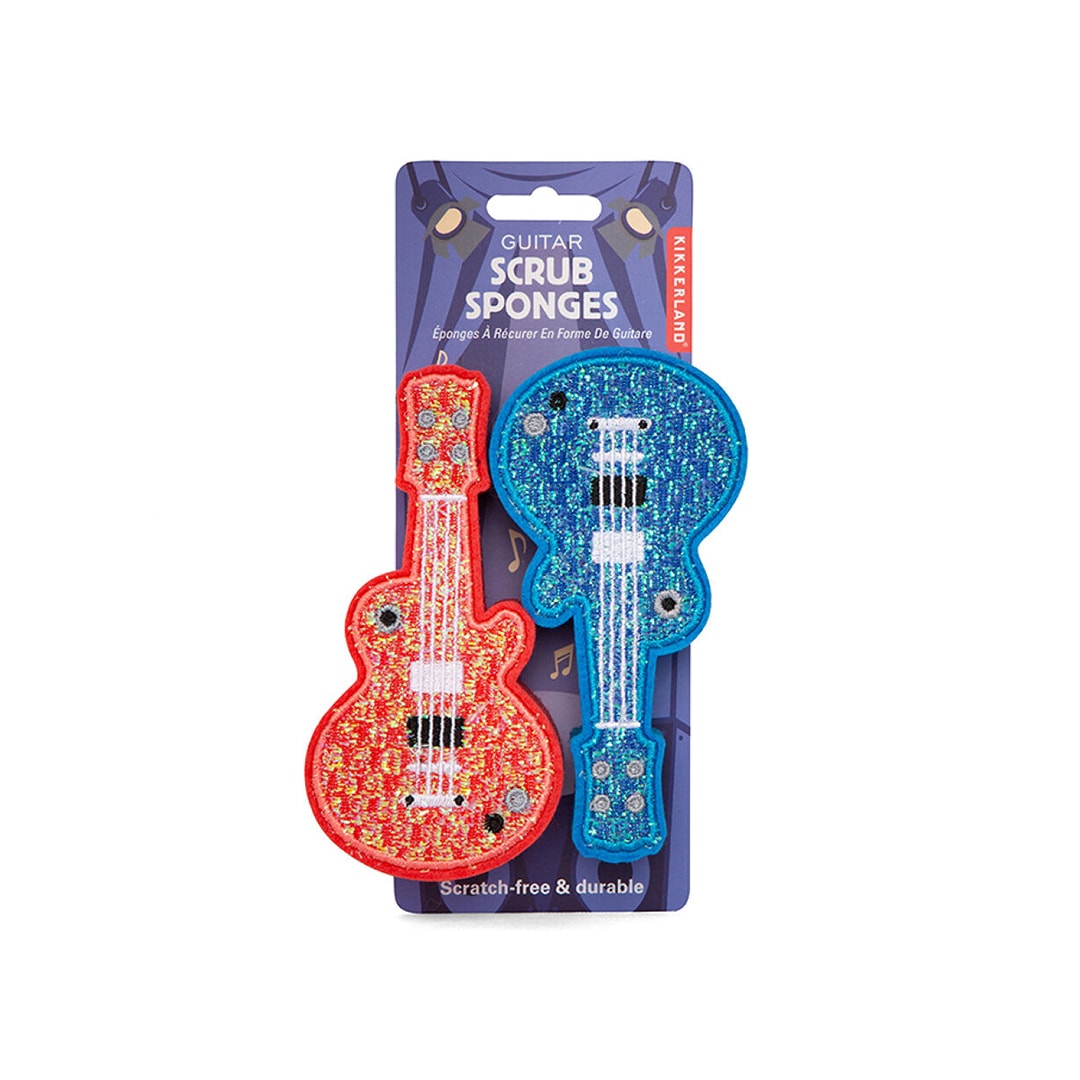 KIKKERLAND ギター スクラブ スポンジ | ギターモチーフのスポンジ 2個