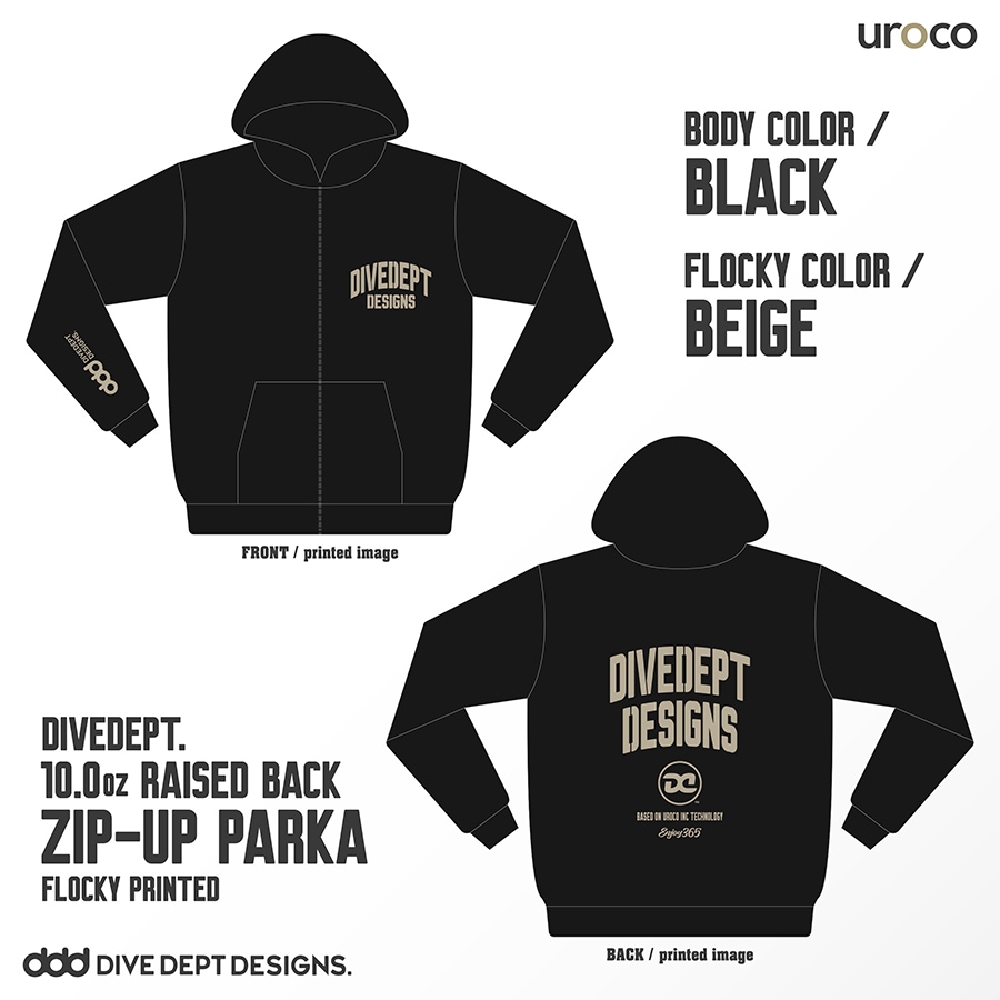 DIVE DEPT DESIGNS RAISED BACK ZIP-UP PARKA DRZP-0068