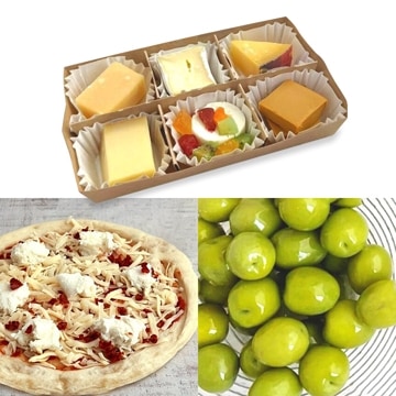 【ご自宅で贅沢セット】ピザ＆6種のチーズオードブル＆シャキシャキ食感オリーブセット