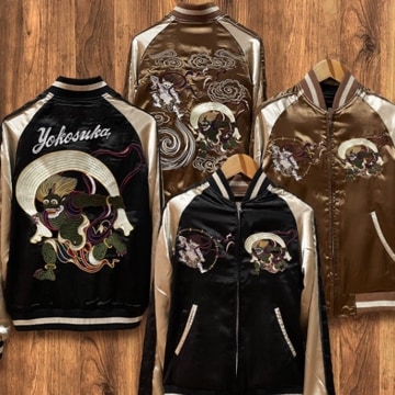 [Sサイズ]両面刺繍 YOKOSUKA風神雷神柄スカジャン【MCハウスオリジナル】