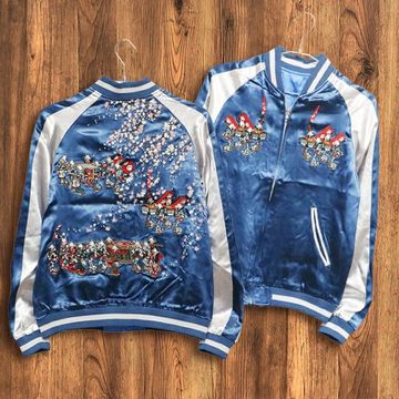 [XLサイズ]狐の嫁入り柄刺繍スカジャン