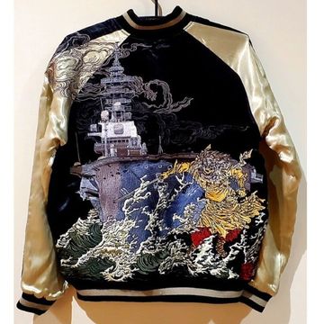 [Sサイズ]護衛艦いずも柄刺繍リバーシブルスカジャン【オリジナルスカジャン】