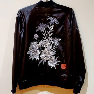 [Sサイズ]ゆり柄刺繍リバーシブルスカジャン【オリジナルスカジャン】