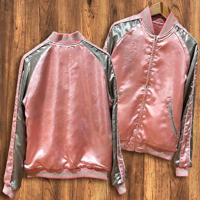 Lサイズ]しだれ桜柄刺繍リバーシブルスカジャン【送料無料】｜和