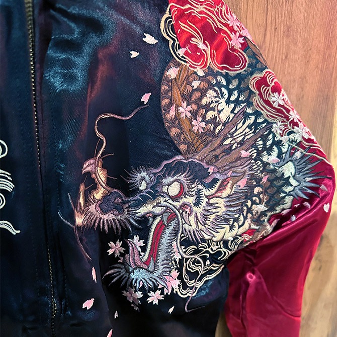 リュウオウ)龍桜 亀金魚柄刺繍リバーシブルスカジャン(RKJ-011