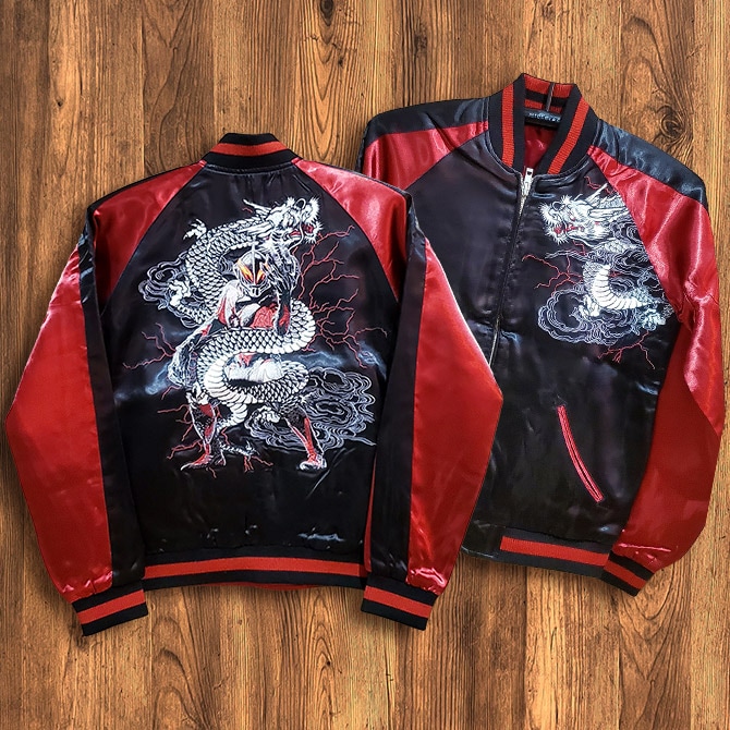 刺繍スカジャン ウルトラマンベリアル ブラック　メンズ　アウター Sサイズ]ウルトマン ベリアル 刺繍 スカジャン【10月限定送料無料