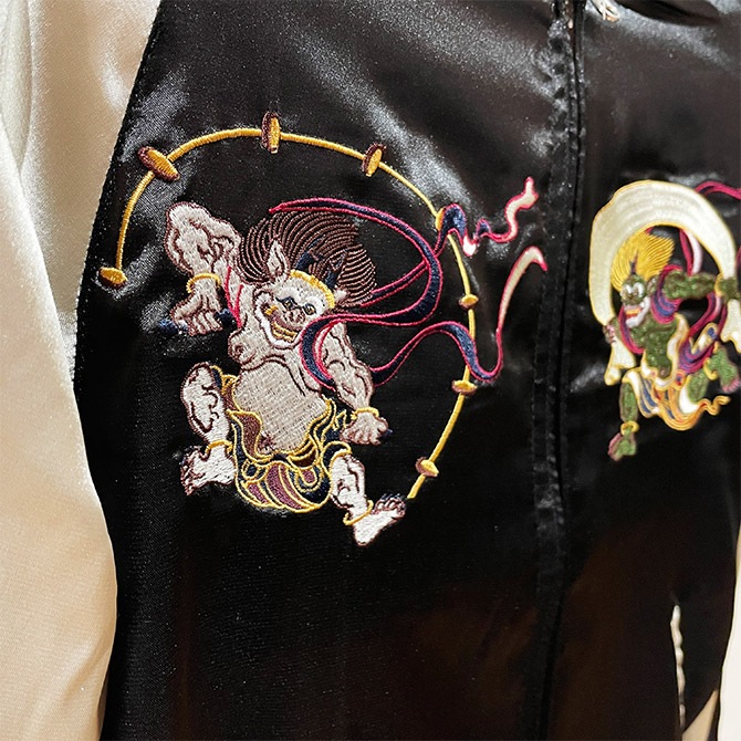 Sサイズ]両面刺繍 YOKOSUKA風神雷神柄スカジャン【MCハウスオリジナル