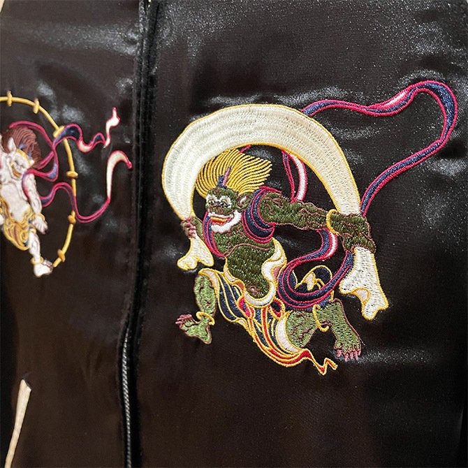 Sサイズ]両面刺繍 YOKOSUKA風神雷神柄スカジャン【MCハウスオリジナル