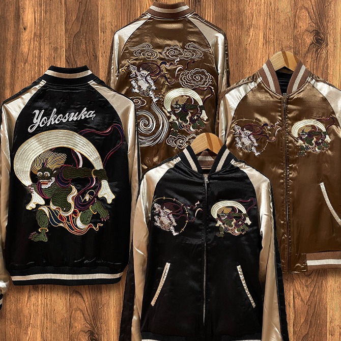 Sサイズ]両面刺繍 YOKOSUKA風神雷神柄スカジャン【MCハウスオリジナル