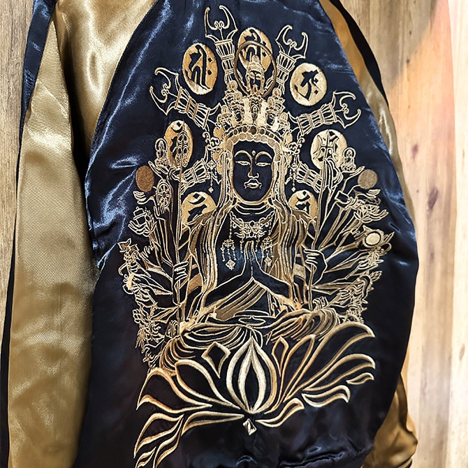 Sサイズ]千手観音柄刺繍リバーシブルスカジャン｜和柄｜横須賀