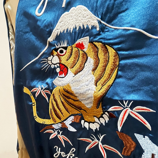 Lサイズ]両面刺繍 虎横須賀柄スカジャン【MCハウスオリジナル】｜和柄