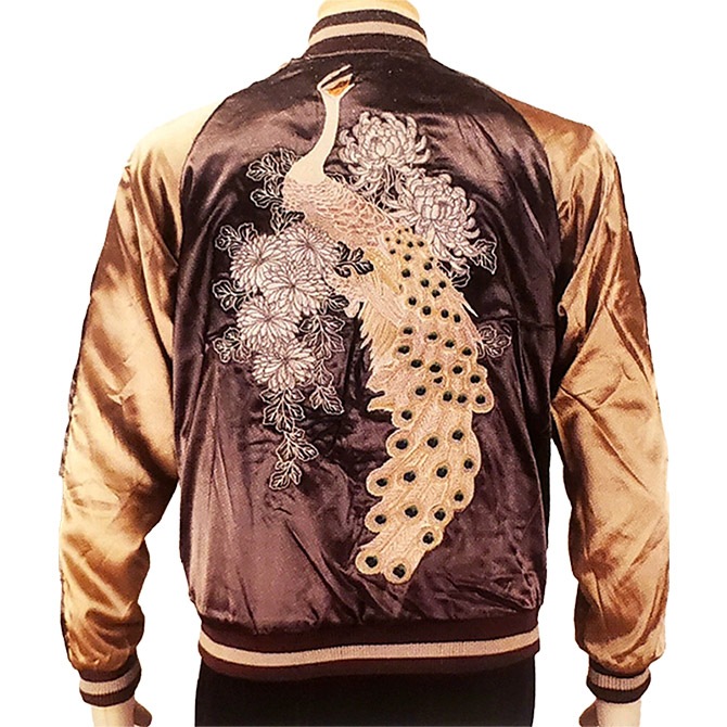 スカジャン　月　雀 楽天市場】月に狼刺繍スカジャン GKJ-007 satori(さとり) 和柄【送料