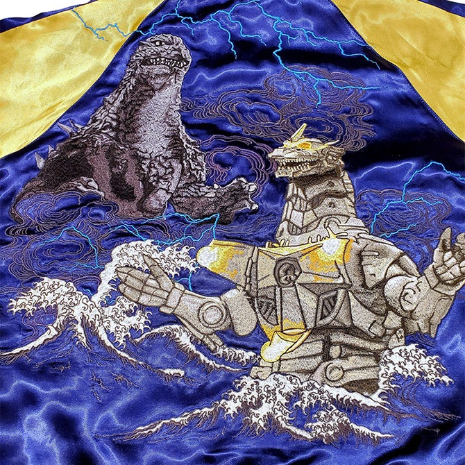 Lサイズ]ゴジラvs三式機龍 リバーシブルスカジャン｜和柄 龍スカジャン