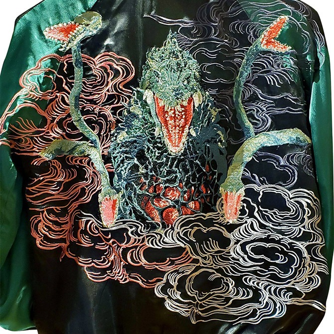 Sサイズ]ビオランテ刺繍リバーシブルスカジャン｜ゴジラ｜キャラクター