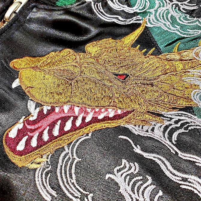 Sサイズ]キングギドラ柄刺繍 リバーシブルスカジャン｜ゴジラ