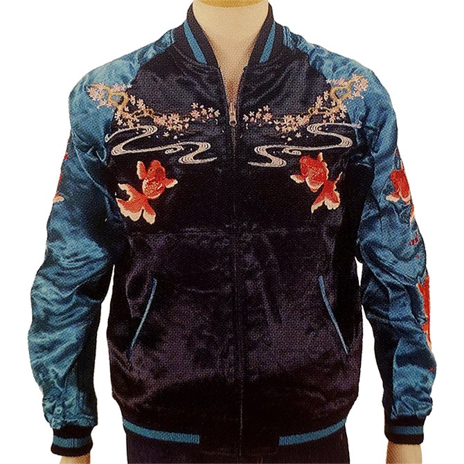 あ*様 総刺繍　歌舞伎　リバーシブル　スカジャン　サイズM Lサイズ]桜金魚×梅と鶯柄刺繍リバーシブルスカジャン｜和柄