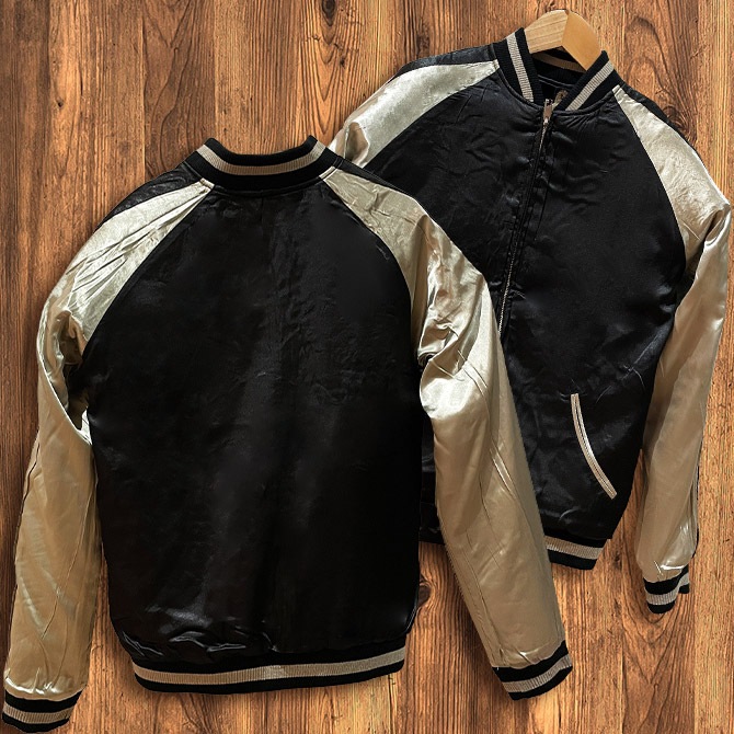 Mサイズ]横須賀龍虎波柄刺繍リバーシブルスカジャン｜和柄 龍