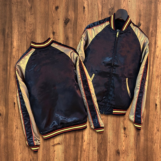 Mサイズ]波に跳ね鯉柄刺繍リバーシブルスカジャン【送料無料】｜和柄