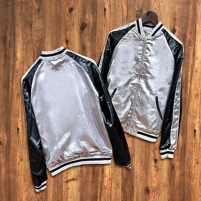 Sサイズ]梅と鶯柄刺繍リバーシブルスカジャン｜和柄｜横須賀スカジャン