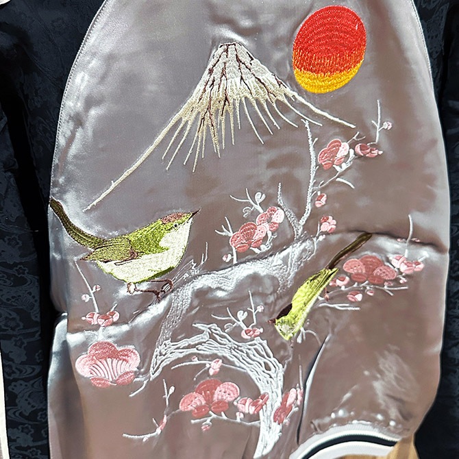 Mサイズ]梅と鶯柄刺繍リバーシブルスカジャン｜和柄｜横須賀スカジャン