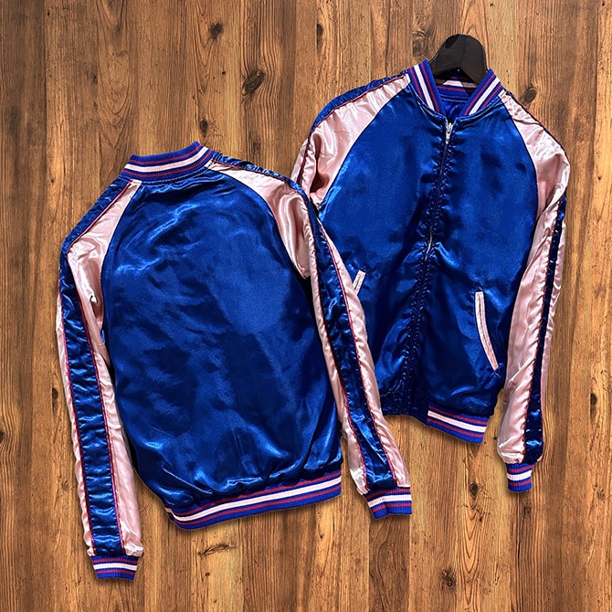 Lサイズ]赤黒出目金柄刺繍リバーシブルスカジャン【送料無料】｜和柄